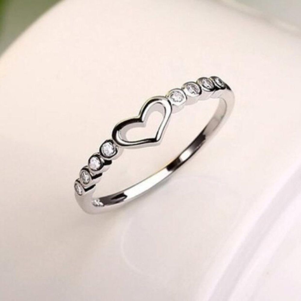 ✨ Super Lovely Heart Sweet Many Tiny Zircon Filled Silver Ring for Women, VIP458